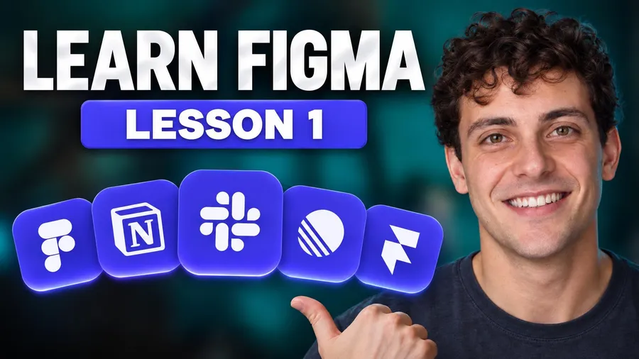 A thumbnail WThumb made for one lesson of a course, headline learn Figma, lesson 1