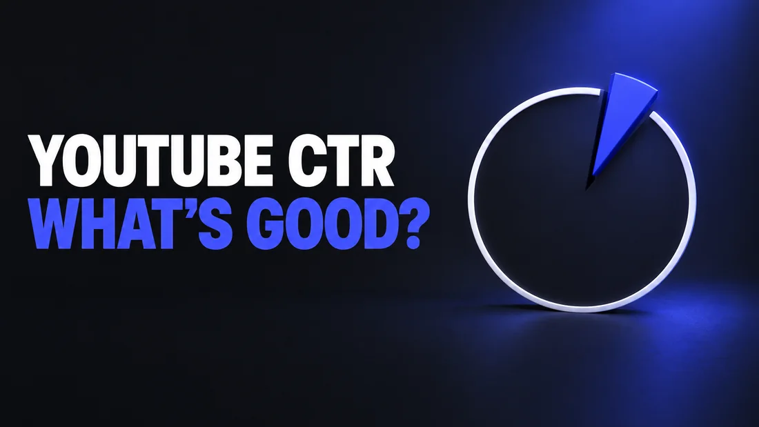 Dark cover with white YOUTUBE CTR and blue WHAT'S GOOD? text. On the right, one large white outline circle with one thin bright blue slice lifted out of it, under one soft blue light.