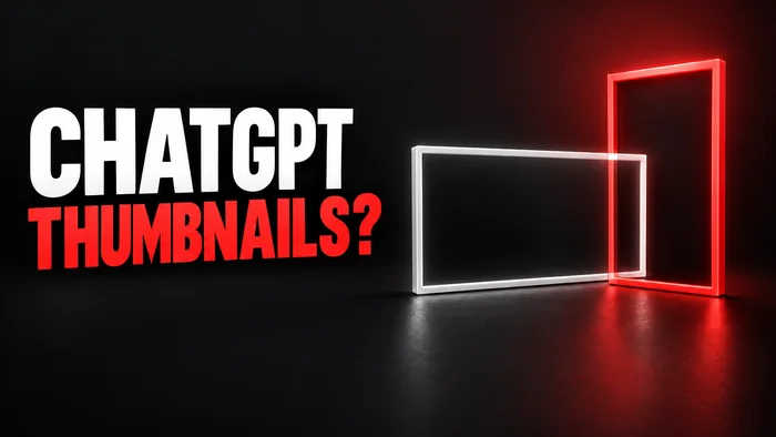 A wide 16:9 rectangle and a tall 9:16 rectangle overlapping at one corner, headline: CHATGPT THUMBNAILS?