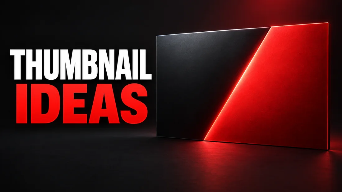 A wide frame cut by one bold diagonal into two tones, headline: THUMBNAIL IDEAS