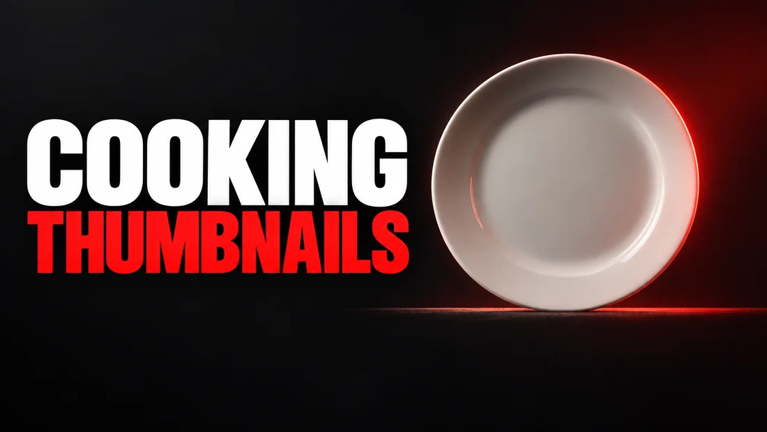 A circle resting on a short horizontal line, headline: COOKING THUMBNAILS