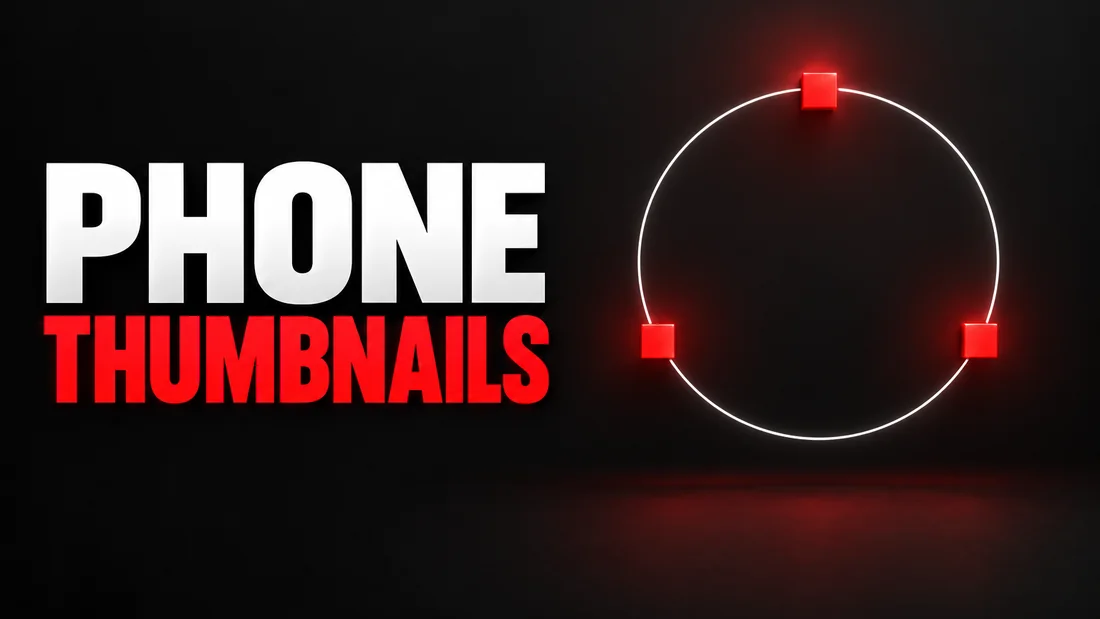 a closed loop line passing through three small squares, headline: PHONE THUMBNAILS