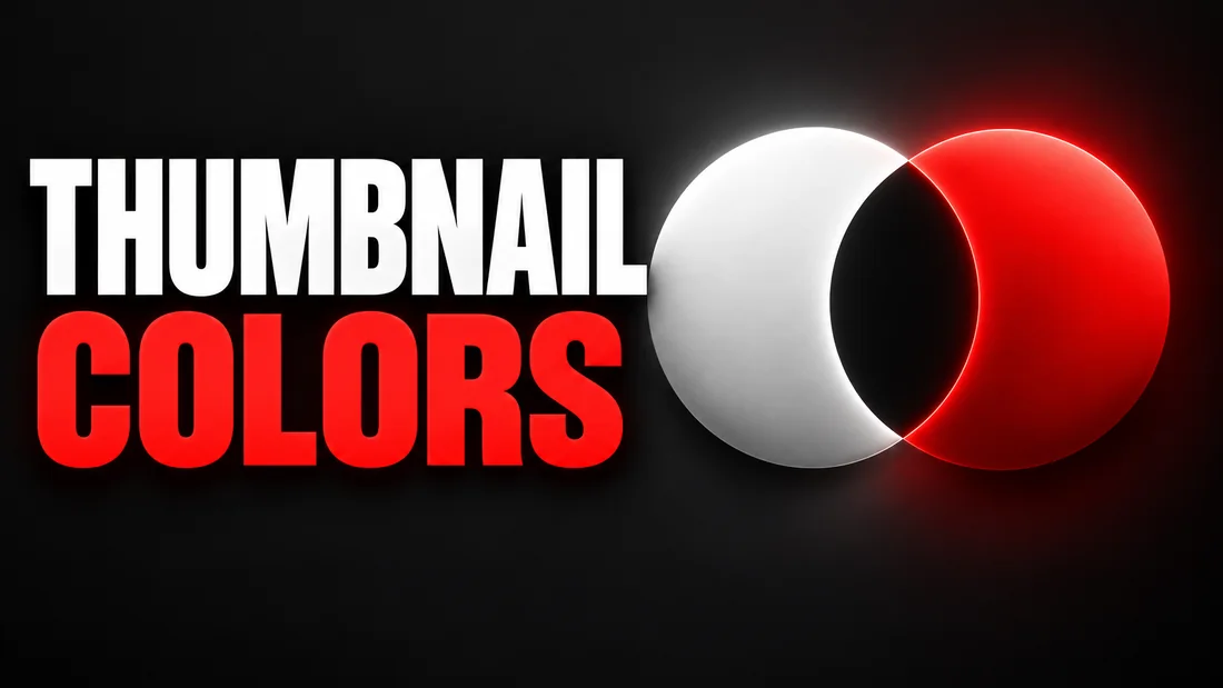Two overlapping circles, one white and one red, with the lens where they overlap left dark, headline: THUMBNAIL COLORS