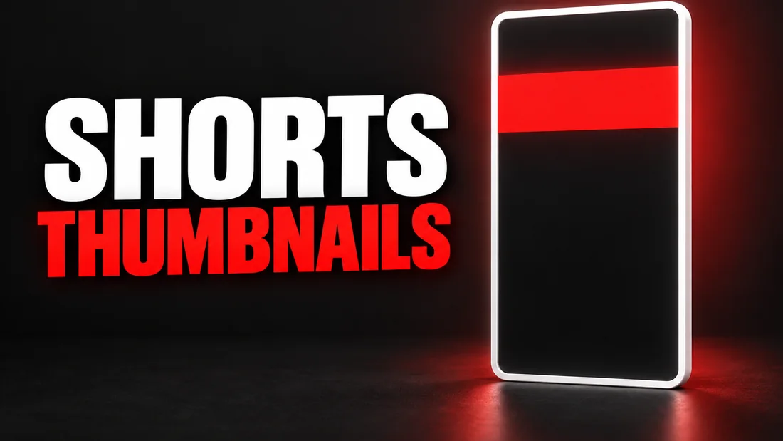 A single tall white vertical frame with one red horizontal bar across its upper third, headline: SHORTS THUMBNAILS