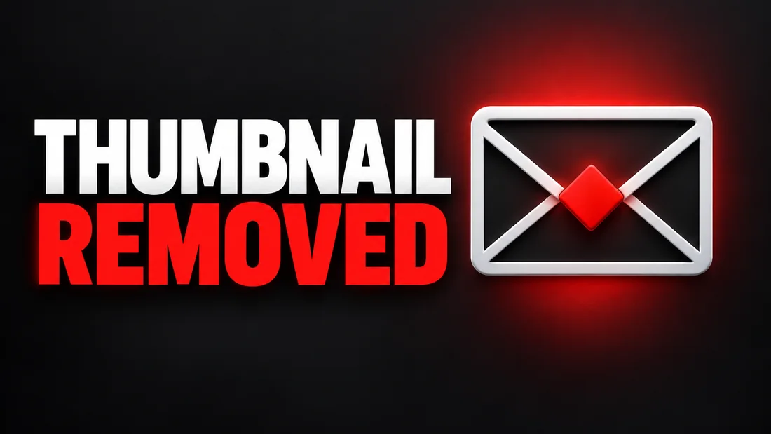 A white envelope outline with a red diamond seal at its center, headline: THUMBNAIL REMOVED