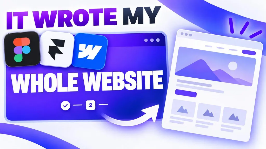a violet and deep blue panel with app tiles, headline it wrote my whole website, with nobody in the frame