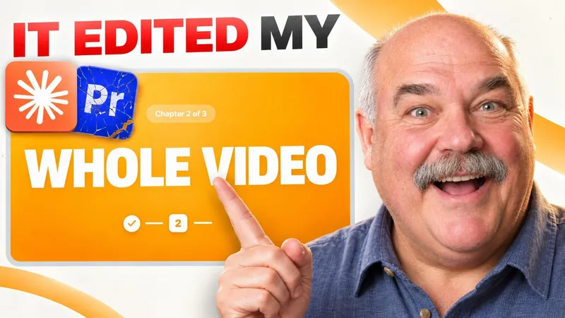 a creator pointing at an orange panel, headline it edited my whole video