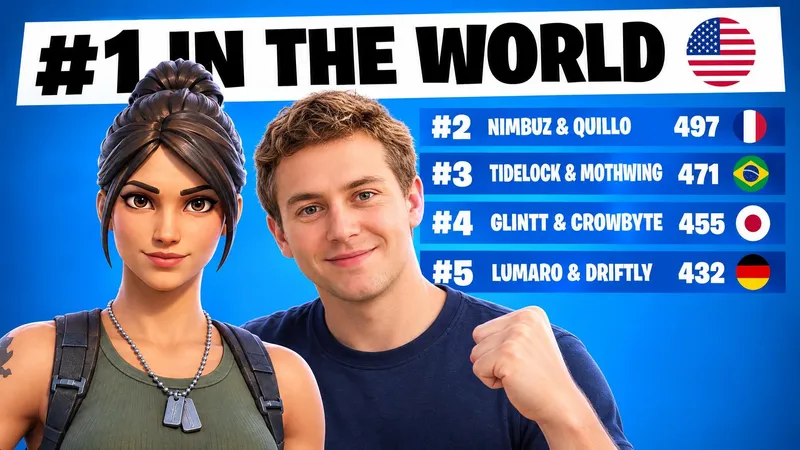 A thumbnail WThumb made: a creator pointing beside Recruit Ramirez in front of a leaderboard of invented duos, headline #1 in the world