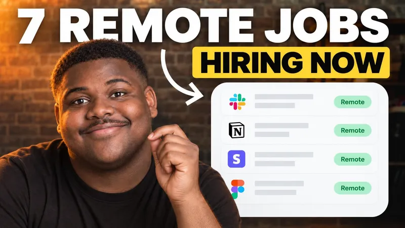 a creator beside a list of remote job openings, headline 7 remote jobs hiring now