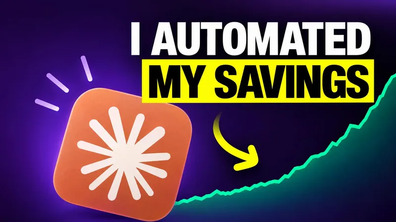 the Claude mark and a rising chart on a deep purple ground, headline I automated my savings, with nobody in the frame